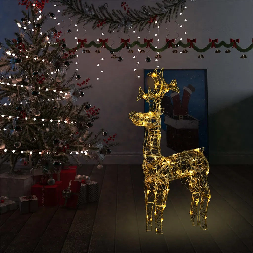 Renne e Slitta Decorazione Natale 90 LED 60x16x100 cm Acrilico CFW4516667
