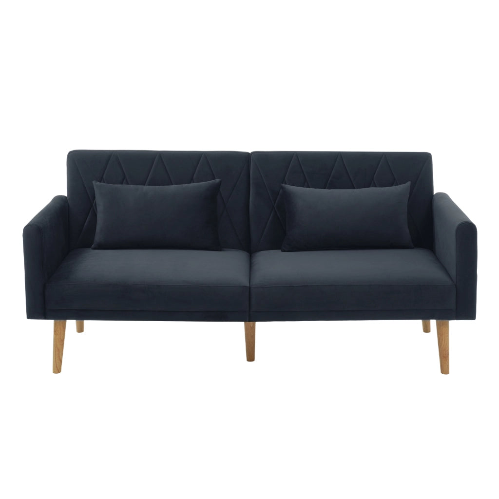Divano letto 2 posti 180 cm con schienali regolabili in velluto nero