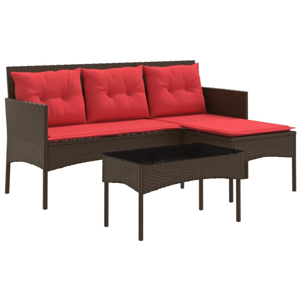 Set Divano da Giardino 2 pcs Marrone e Rosso polyrattan 4103809
