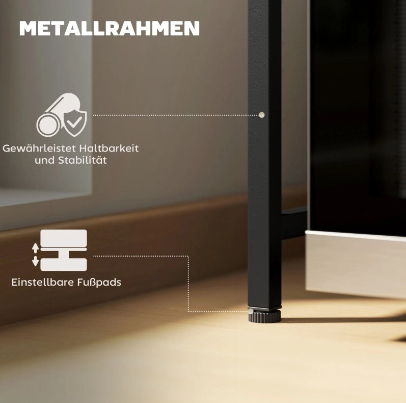 Mensola Estensibile per Microonde in Metallo Nero con 3 Ganci, Supporto da Cucina 39,5-64 cm