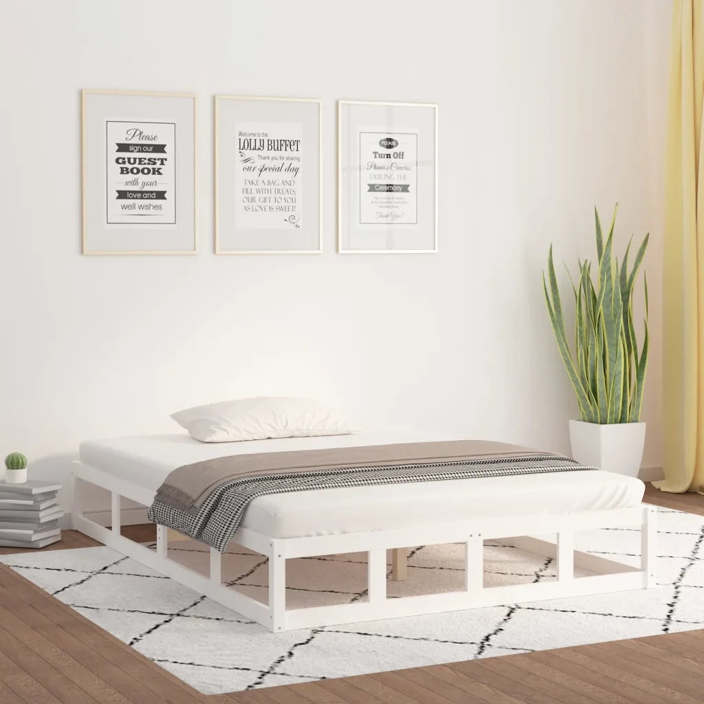 Giroletto-Struttura Letto Bianco 140x190 cm in Legno Massello 364578