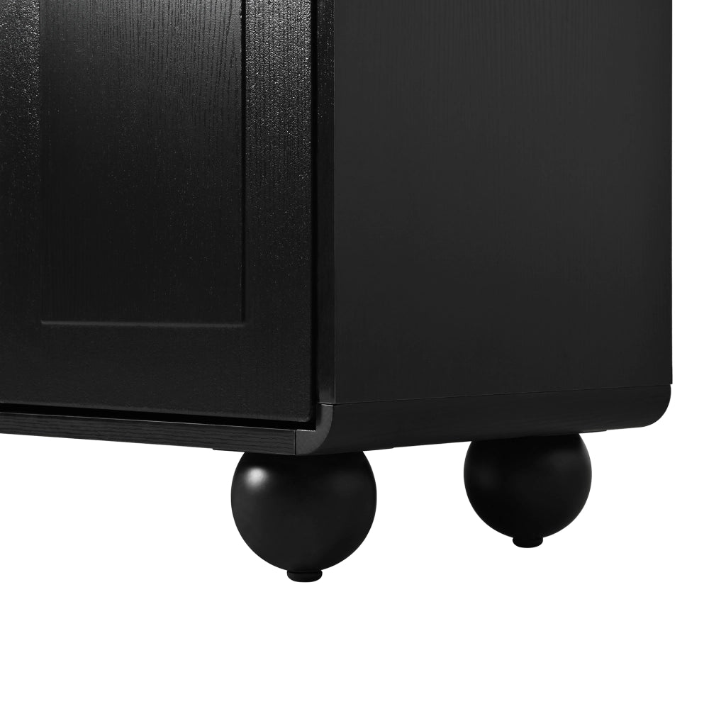 CREDENZA con 2 cassetti e 4 ante 140x38x89 cm Nero in MDF