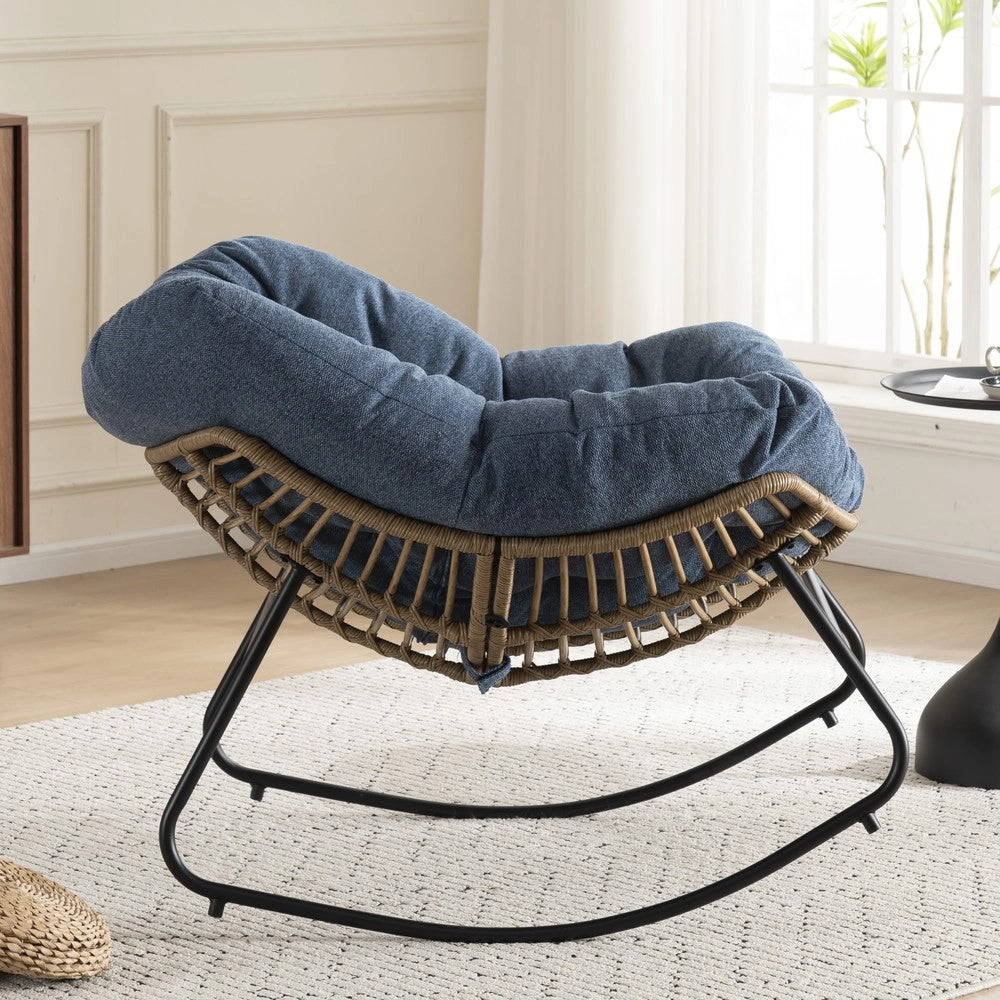 Sedia a Dondolo Imbottita in Chenille ¨C Xylo ¨C Poltrona Relax per Cameretta e Soggiorno