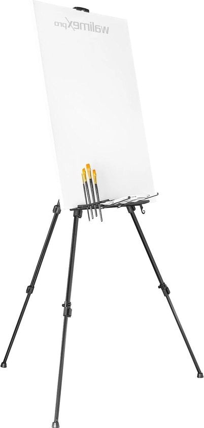 Sedia da pittore in alluminio da 60-180 cm - ideale per la pittura su tavoli e all'aperto - telai fino a 140 x 4 cm - 6 kg - tavola e supporto per vernice e pennelli