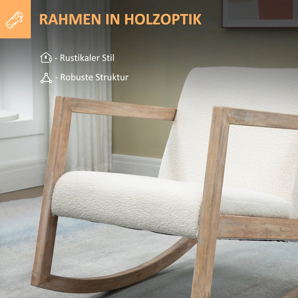 Poltrona dondolo in legno imbottita ¨C Minimal ¨C crema 60x81x71 cm