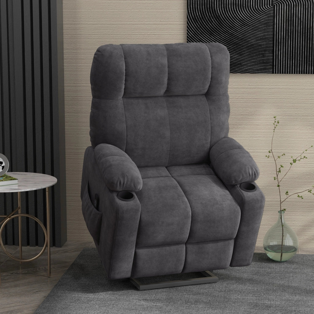 Poltrona Reclinabile Massaggiante Elettrica con Poggiapiedi ¨C Zephmum ¨C 144x91x88 Grigio Scuro