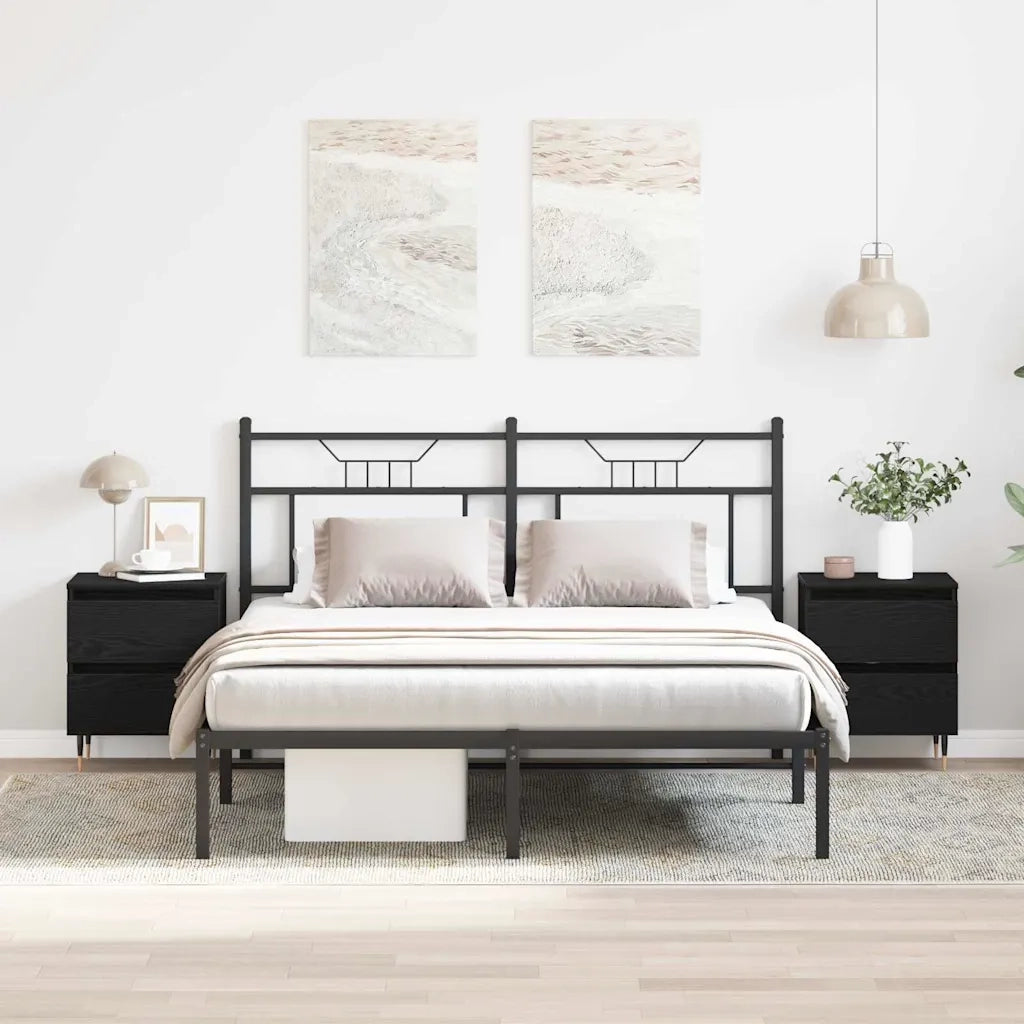 Set di 2 Comodini | Armadio da Notte | Mobiletto da notte con cassetto Rovere Nero 40 x 35 x 50 cm