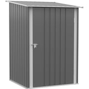 Casetta da Giardino in Acciaio 0,92 m² con Porta Chiudibile e Tetto a Falde, 100x103x160 cm, Grigio