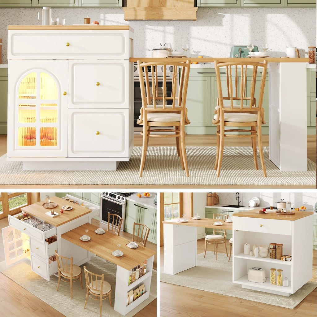 Carrello da cucina pieghevole; 95 cm; piani laterali richiudibili; cassetti in PE-rattan; marrone scuro