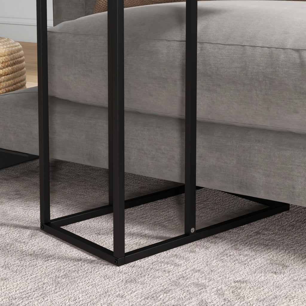 Tavolino laterale a C per divano e letto con piano per laptop struttura in acciaio nero 46 × 26 × 60 cm