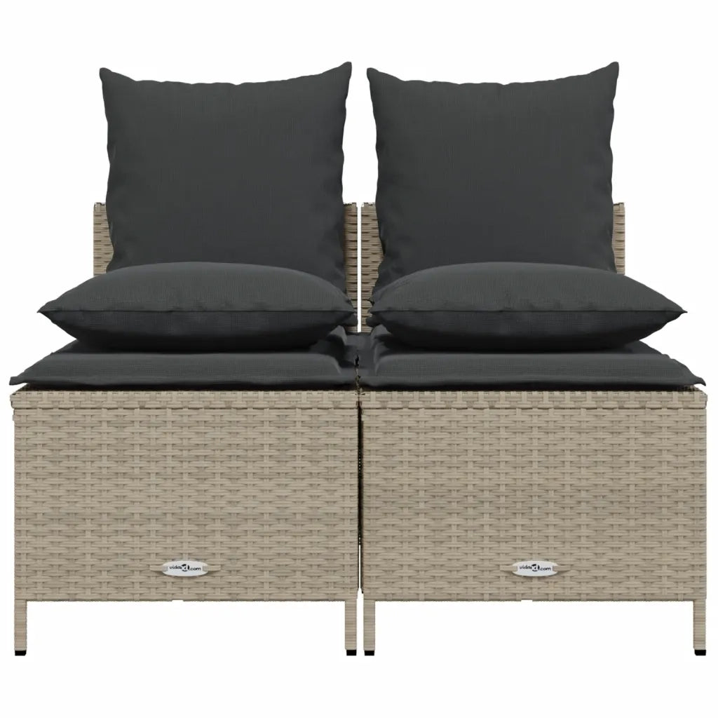 Set Divano da Giardino 4pz | Set Salotto da Giardino con Cuscini Grigio Chiaro Polyrattan