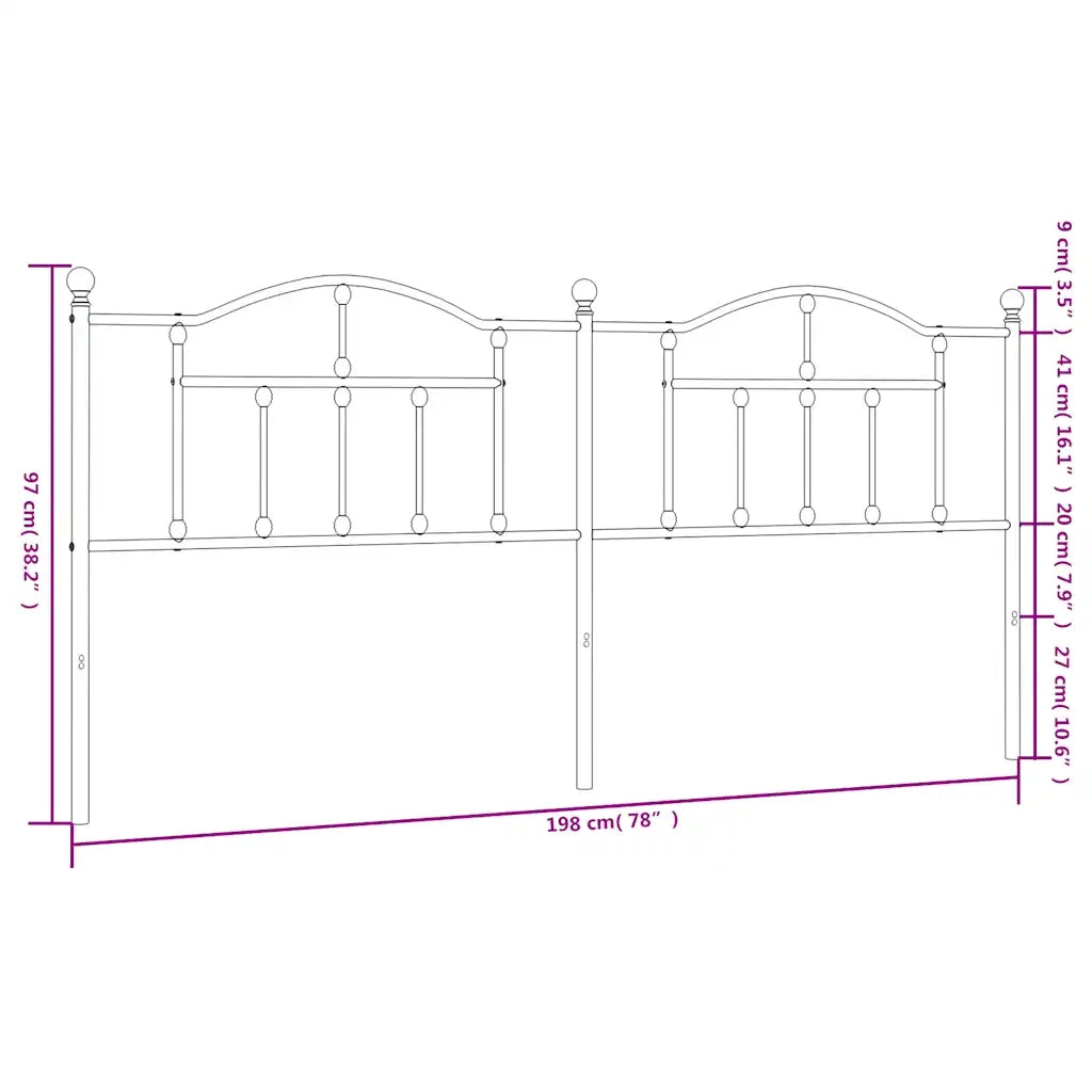 Testiera di Ricambio in Metallo Nero 193 cm 353476