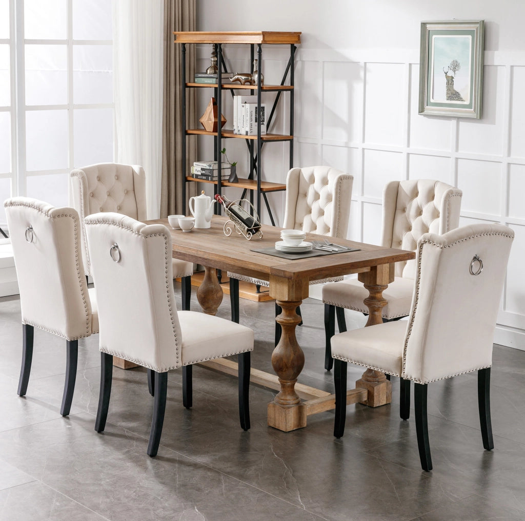 Sedia da pranzo 61x45x100 cm beige – schienale capitonné, set da 2