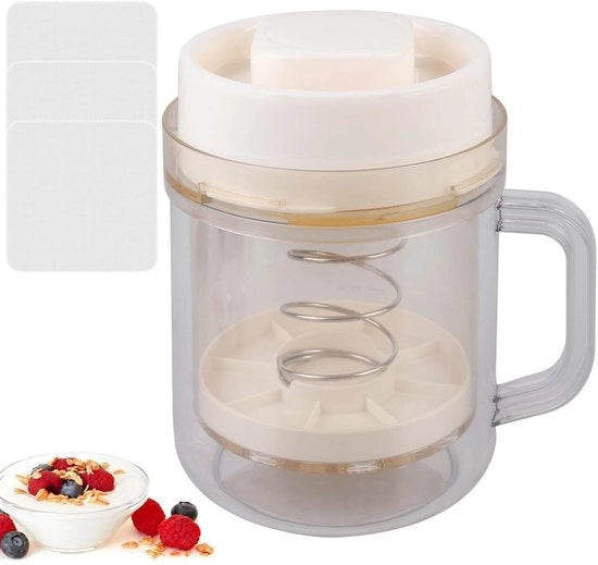 Zeef per colatura del yogurt greco, filtro per yogurt greco con coperchio, separatore con filtro lavabile e stendino, set di filtro per yogurt e soia con tessuto filtrante, set di separazione per yogurt riciclabile