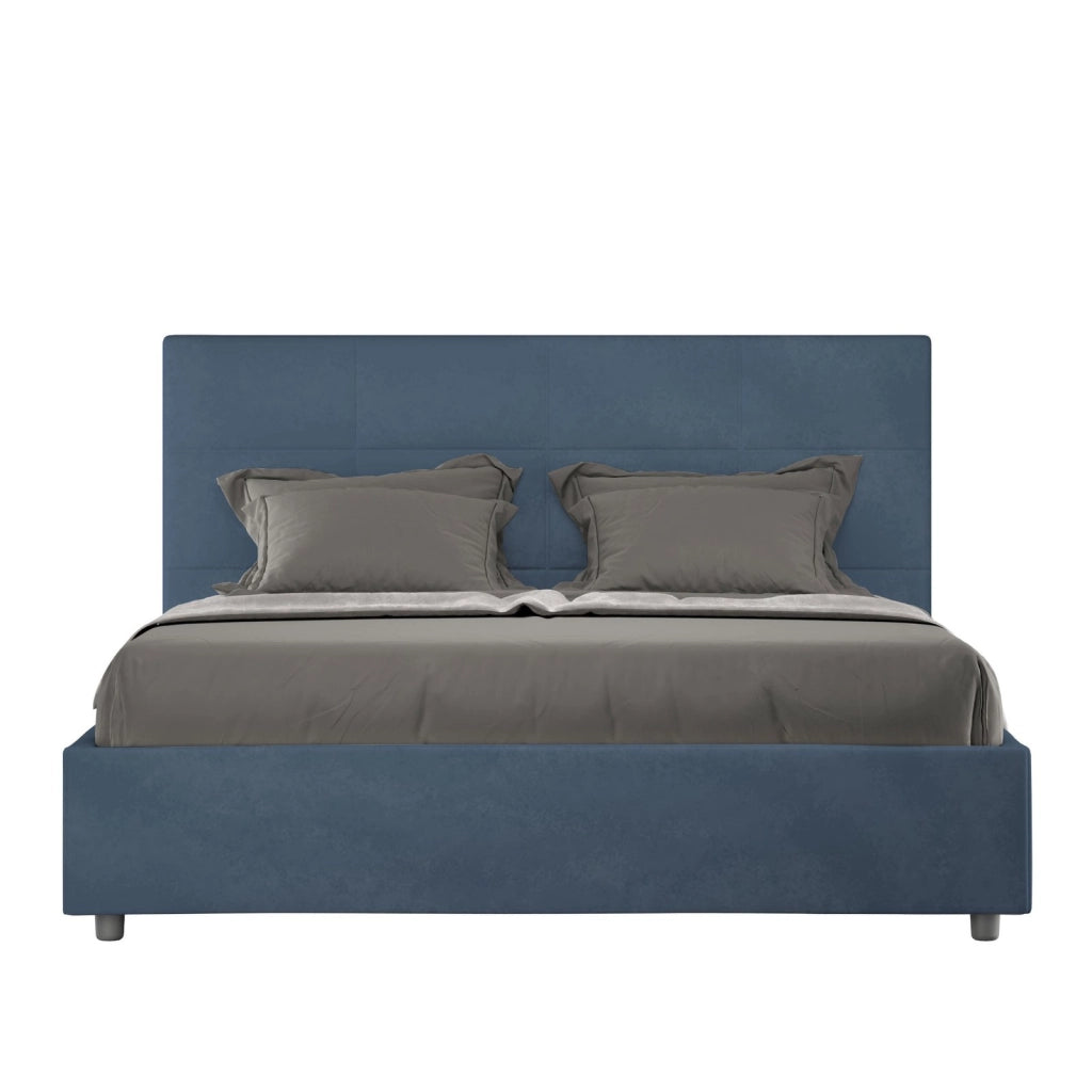 ityhome Letto matrimoniale king size con rete imbottito 170x190 microfibra blu Mika
