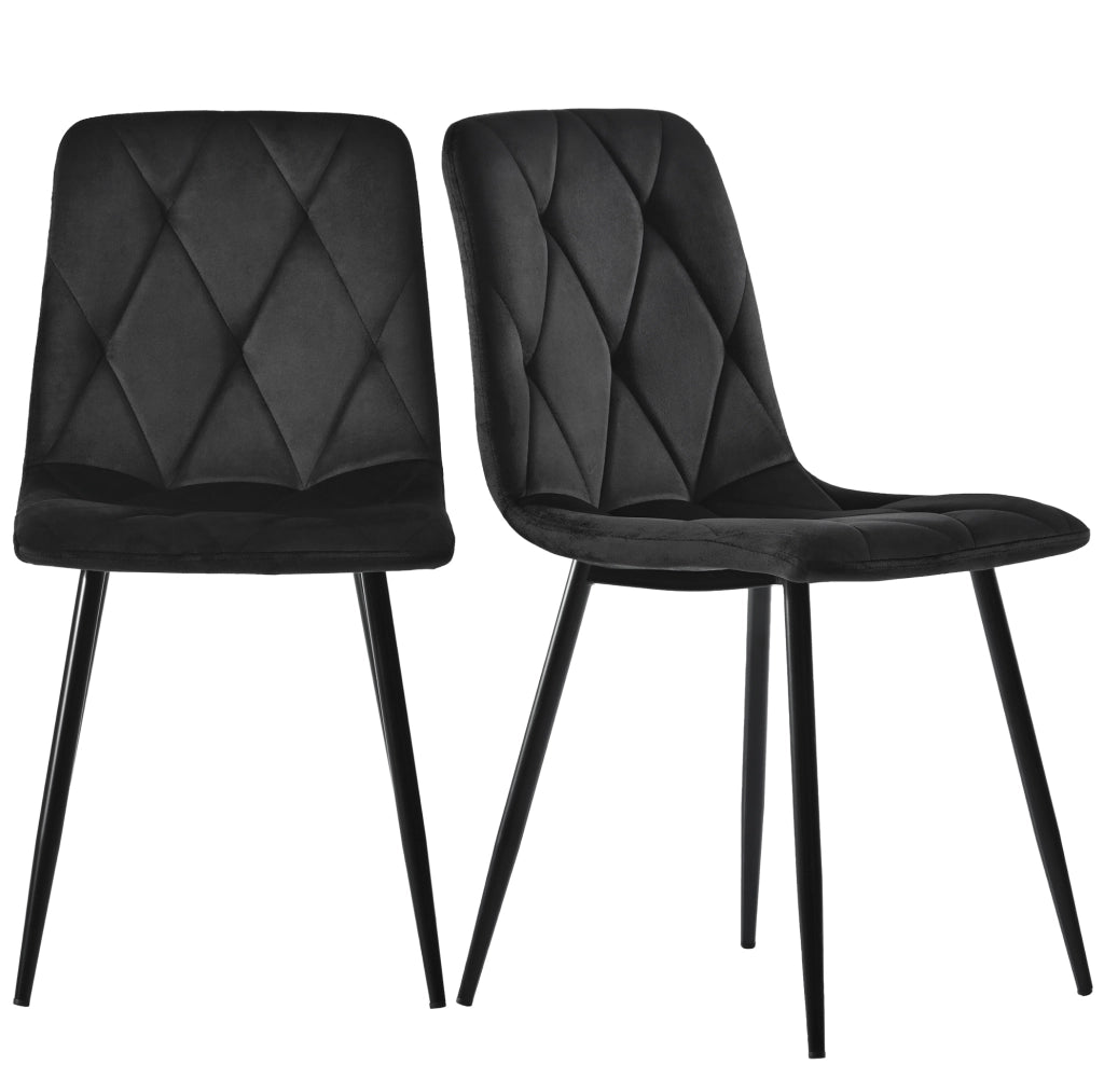 Set tavolo da pranzo rettangolare 117x68 cm con 4 sedie in velluto nero
