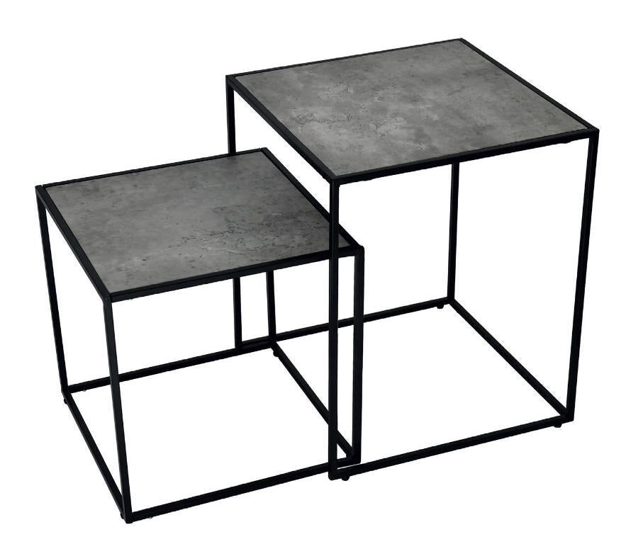 Set 2 Tavolini con Struttura in Metallo Piano in Legno Mdf Colore Cemento