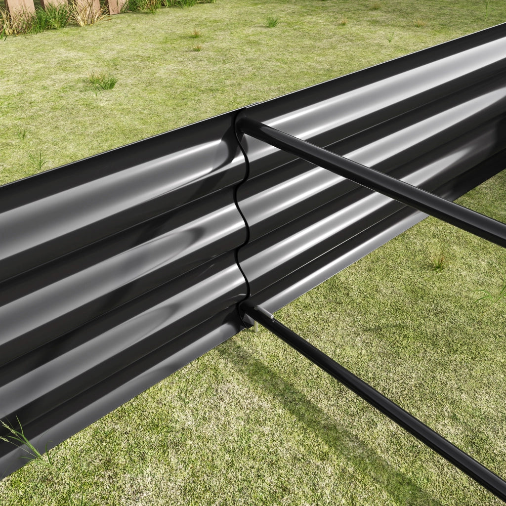 Hochbeet in metallo 180 x 91 x 30 cm, struttura zincata senza fondo, colore nero