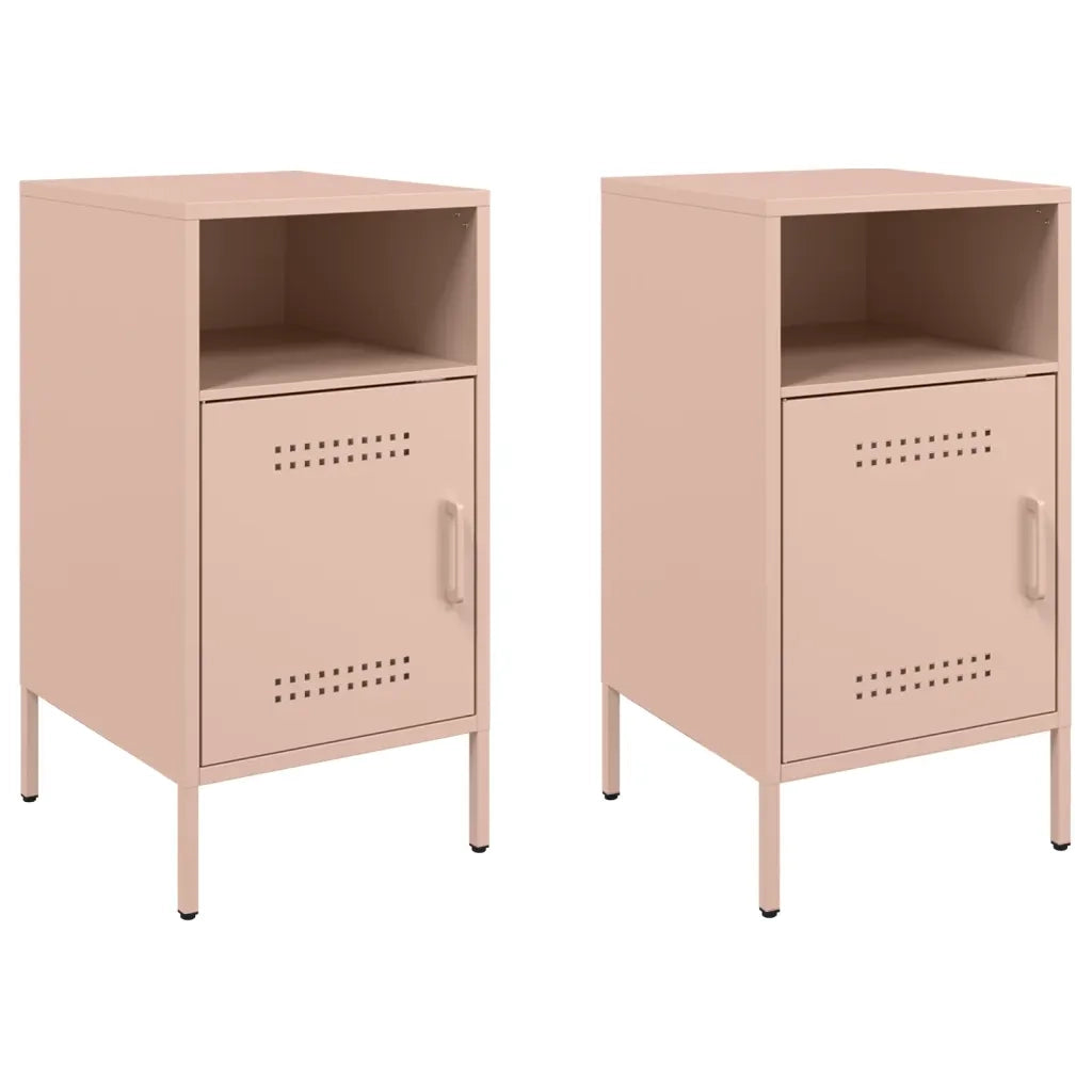 Comodini 2 pz-Set di 2 Tavolino da notte Rosa 36x39x68 cm in Acciaio 299289