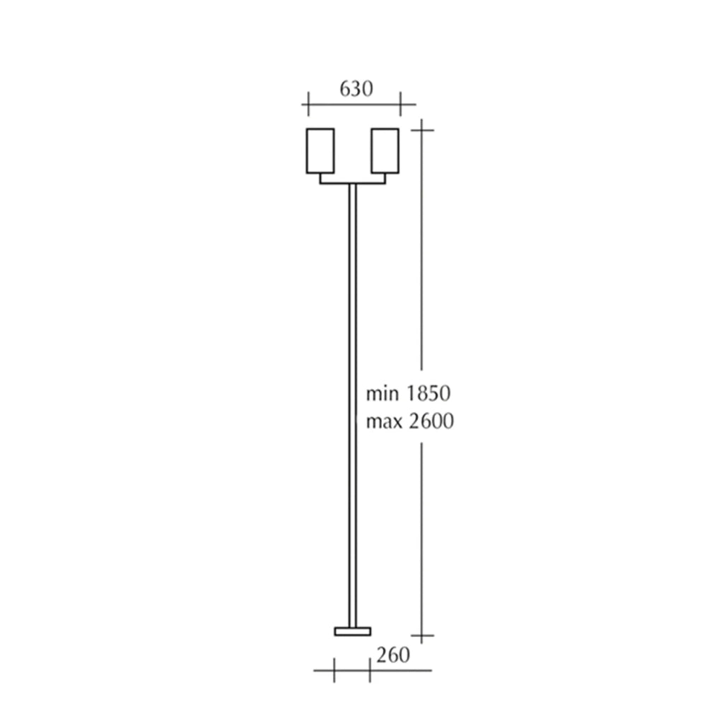Palo Esterno Sawyer Alluminio Nero 2 Luci E27 Ip44