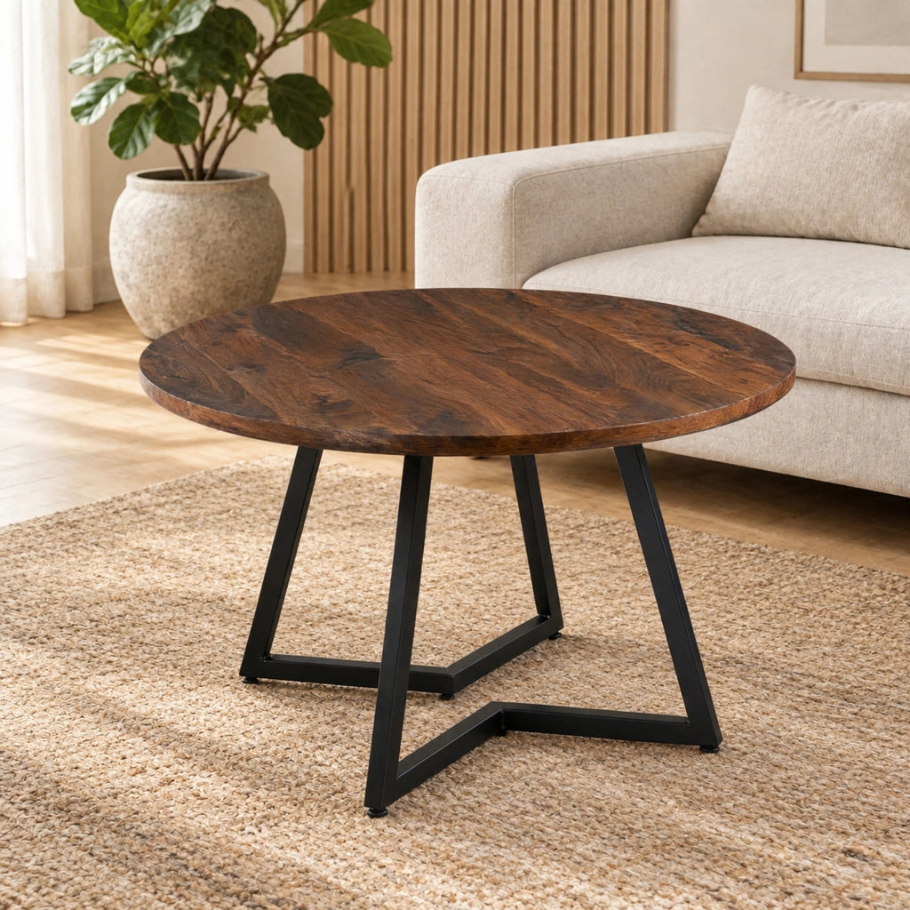 Tavolo da pranzo in MDF e metallo color noce HOMVRA