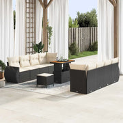 Set Divano da Giardino con cuscino 11 pcs Nero polyrattan 3361850