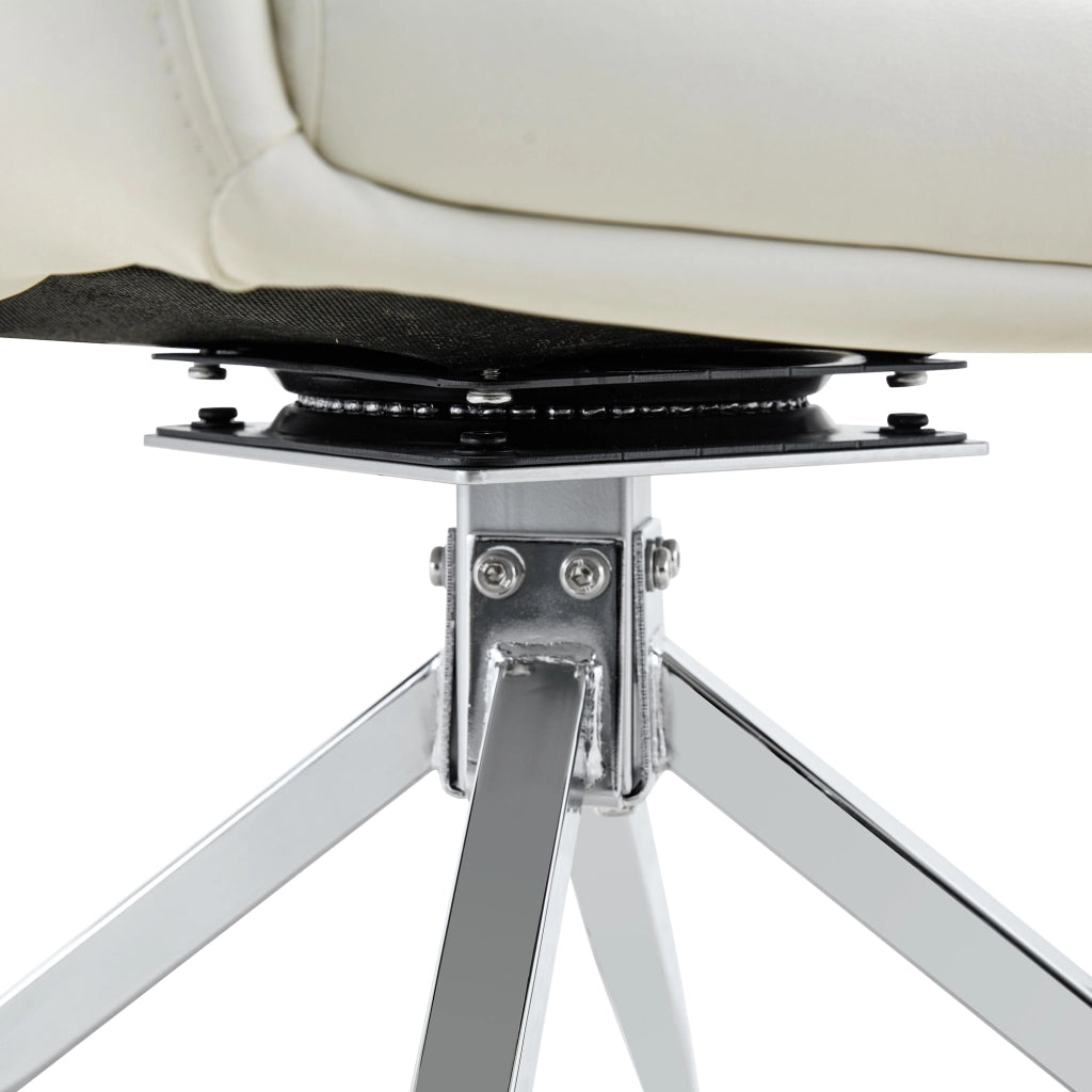 Sedie da sala da pranzo girevoli a 360 gradi set 2 con schienale imbottito in similpelle PU e metallo argento bianco