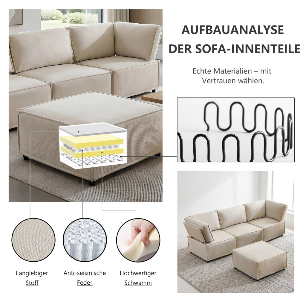 DIVANO Modulare Configurabile 238x154x75 cm Beige