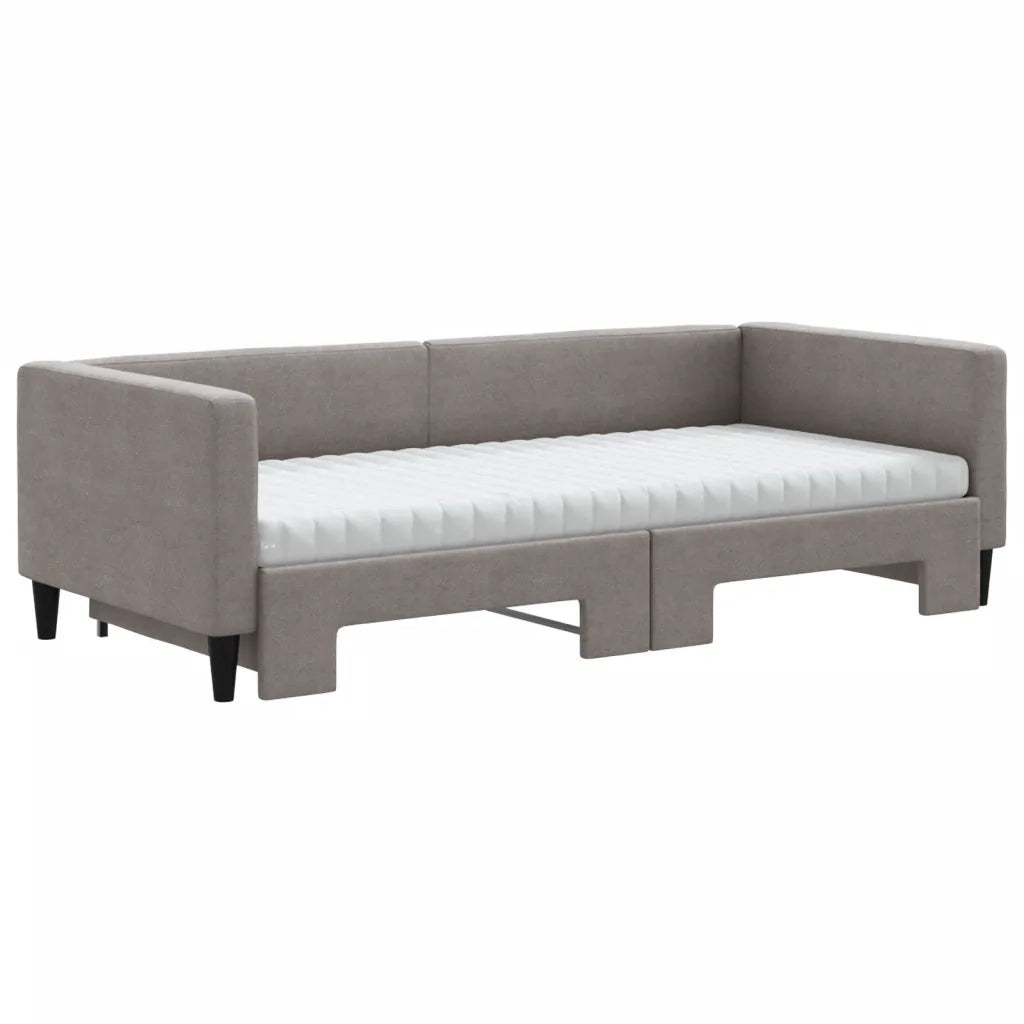 Divano Letto Estraibile con Materassi Tortora 90x200 cm Tessuto 3196599