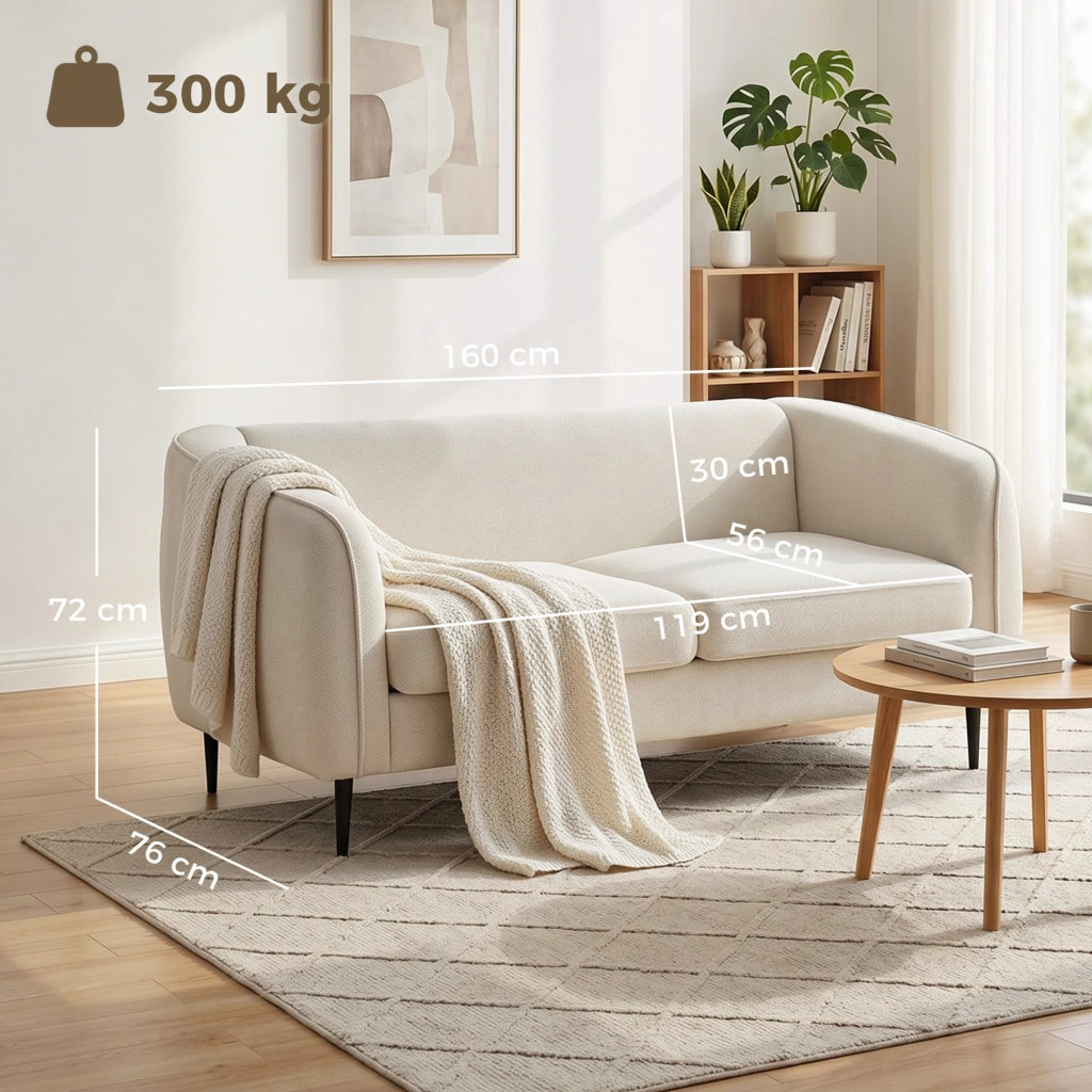 Divano 2 posti in velluto ¨C Minimal ¨C beige, imbottito, 160 cm