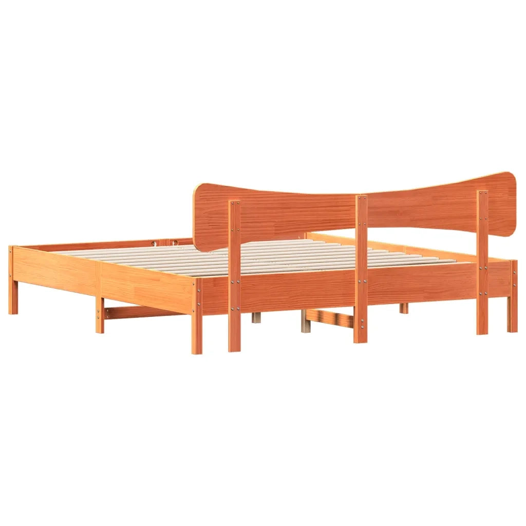 Letto matrimoniale | Letto per adulti | Giroletto senza Materasso Marrone Cera 160x200 cm Legno di Pino