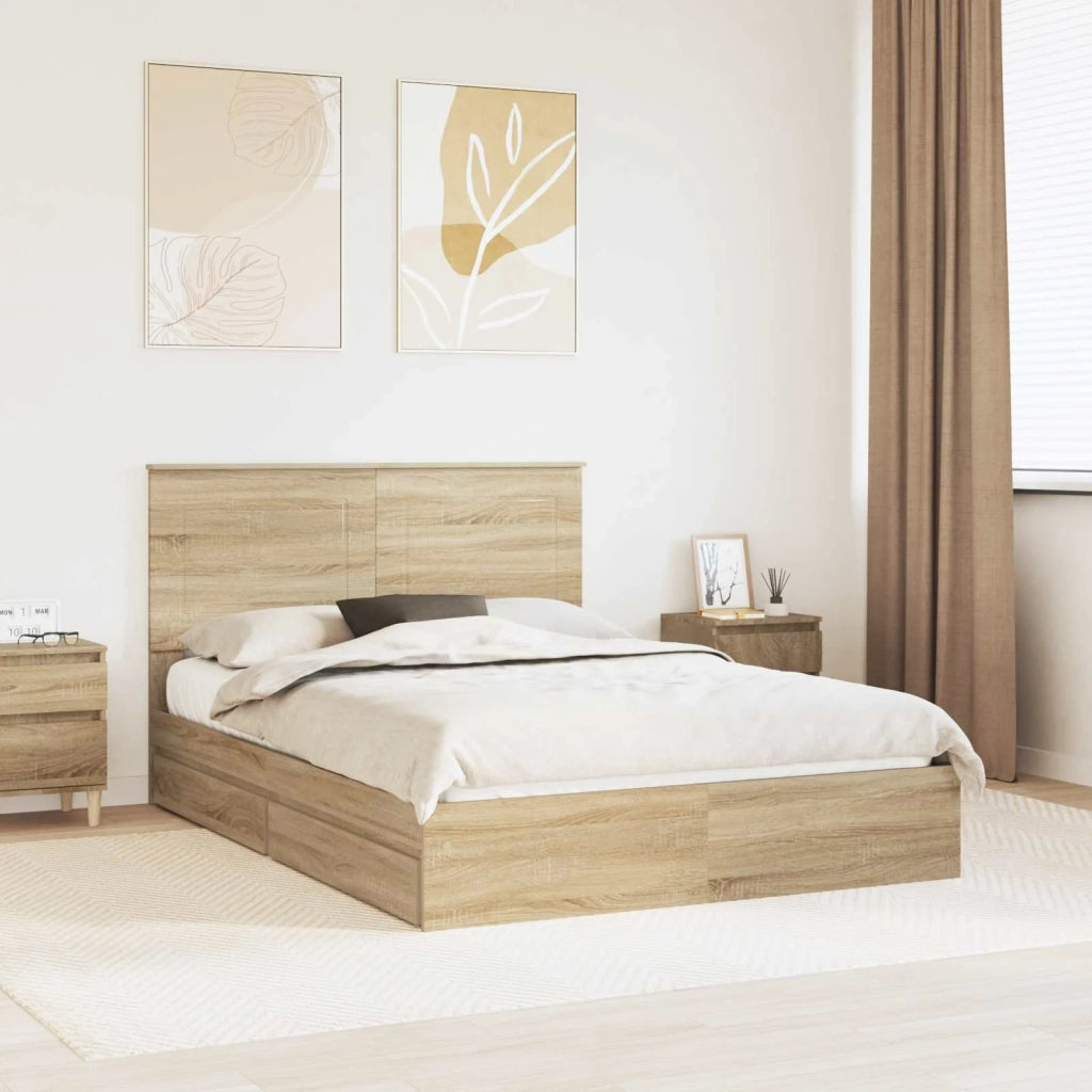 Letto con Contenitore con testiera Rovere Sonoma 140 x 200 cm 3409554