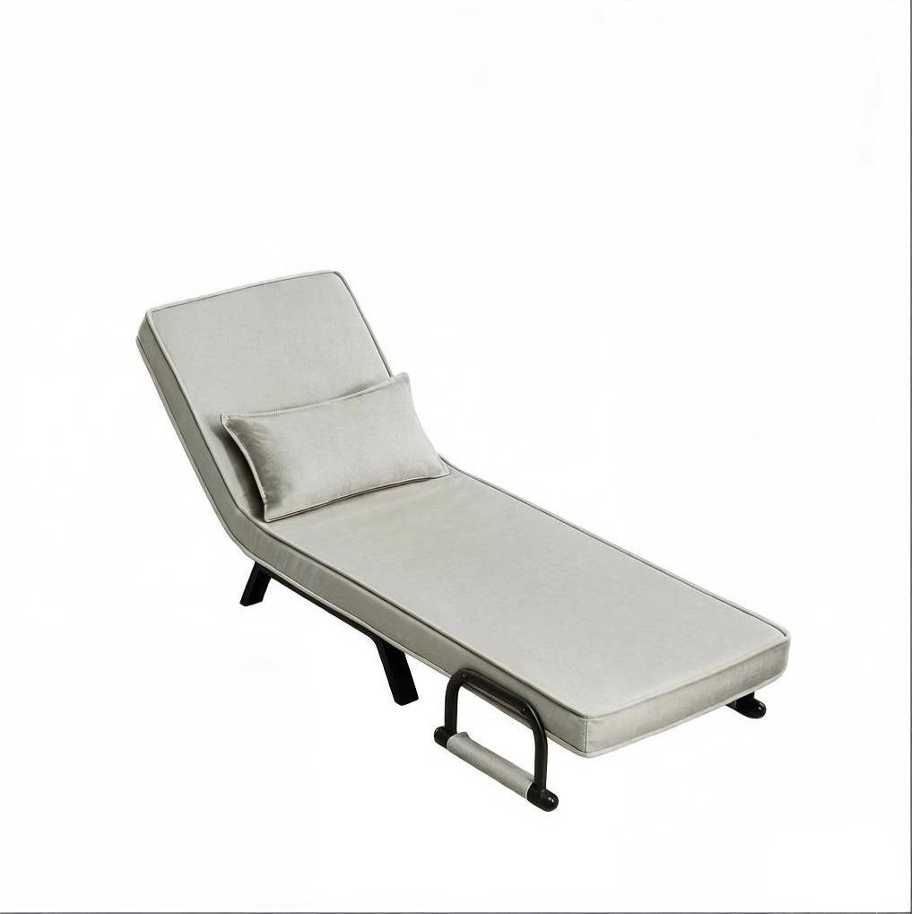 Poltrona Letto Pieghevole con Schienale Regolabile e Struttura in Metallo, 3 in 1 Divano, Poltrona e Letto, 65x78x75 cm