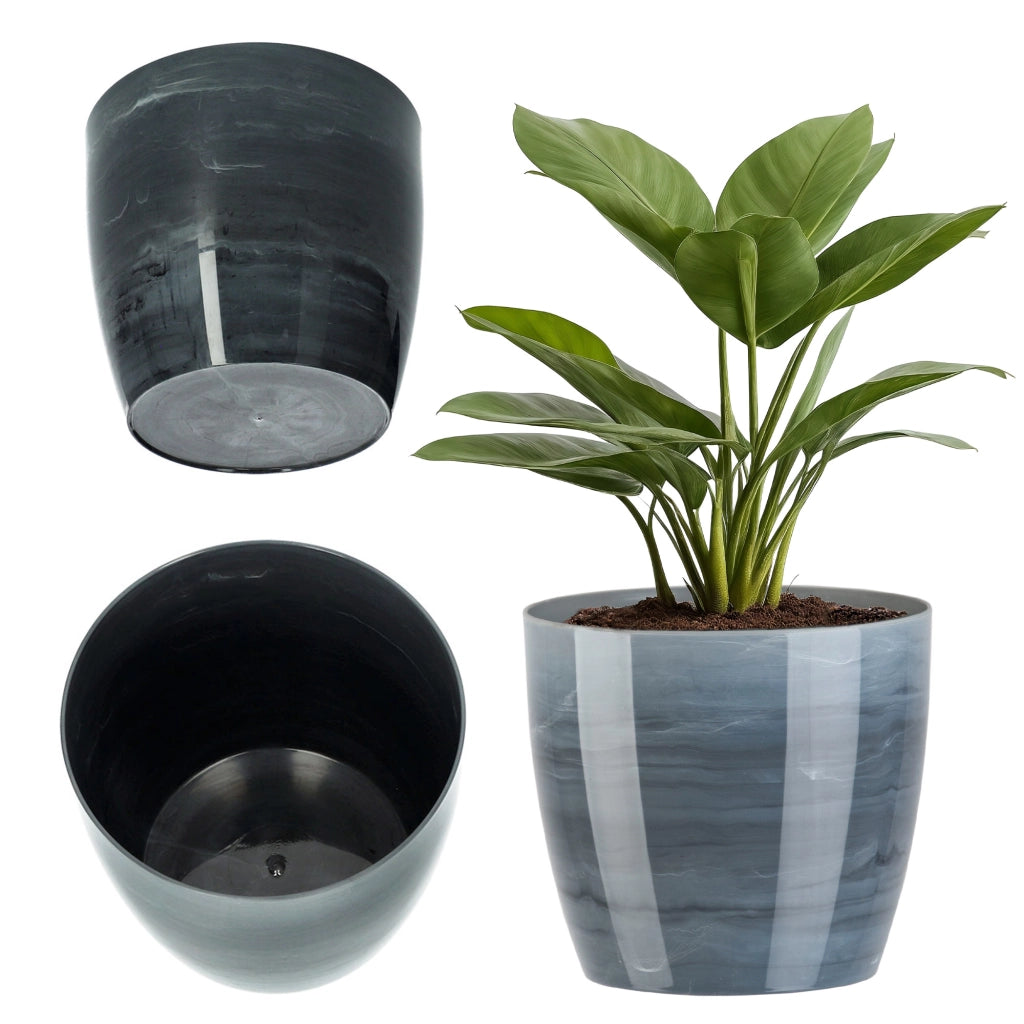 Coprivaso KADAX da 14 cm, vaso per fiori, effetto marmo grigio, per soggiorno, supporto per fiori