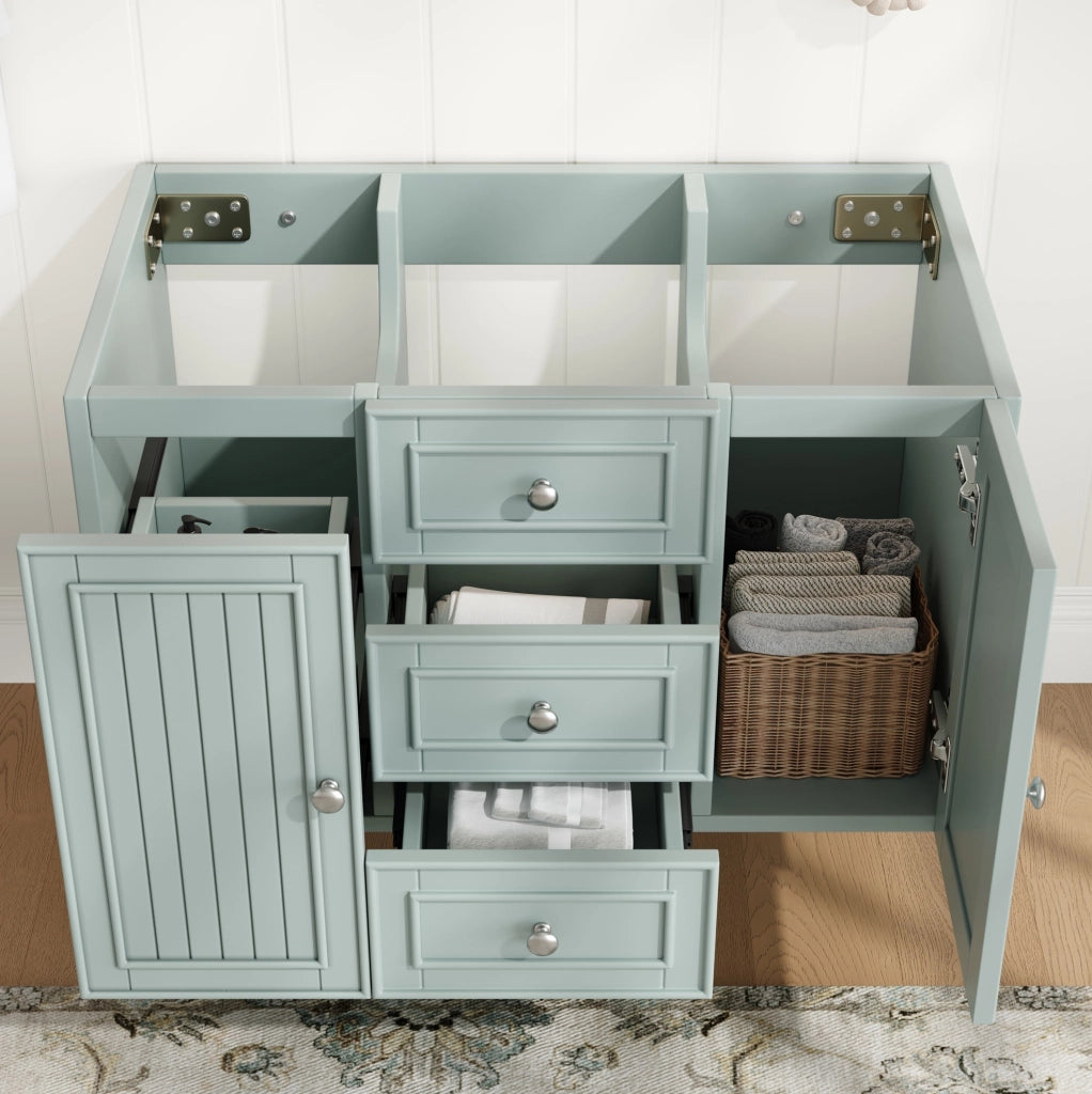 Mobile da bagno sospeso verde con 3 cassetti, 78,5x46x46,8 cm, struttura in MDF e maniglie in metallo
