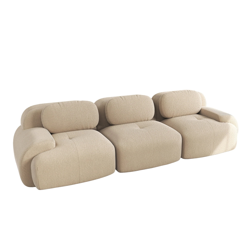 Divano 3 Posti in Tessuto Modulare con Braccioli ¨C MINIMAL ¨C Beige