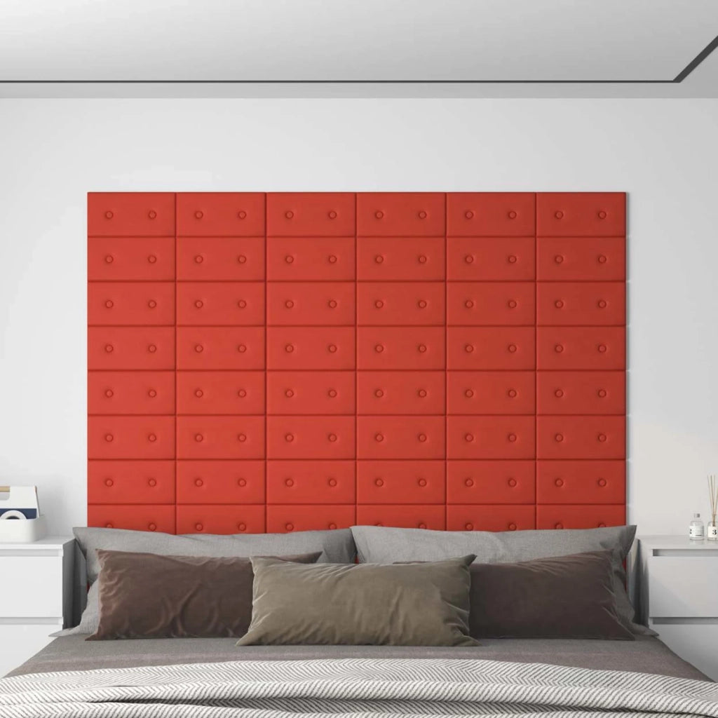 Testiera | Testata da Parete 12 pcs Rosso 30 x 15 cm Pelle Sintetica