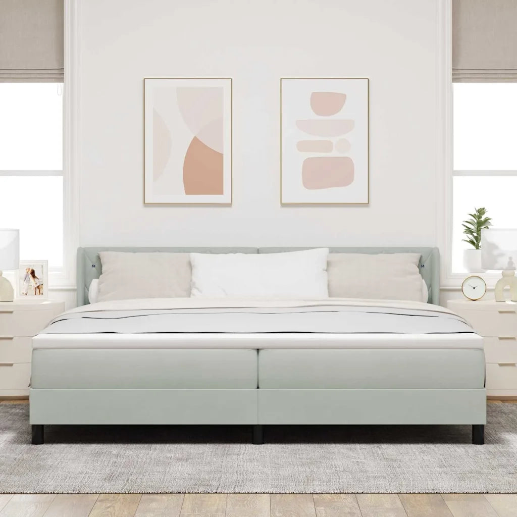Letto a molle Grigio chiaro 200 x 200 cm Poliestere