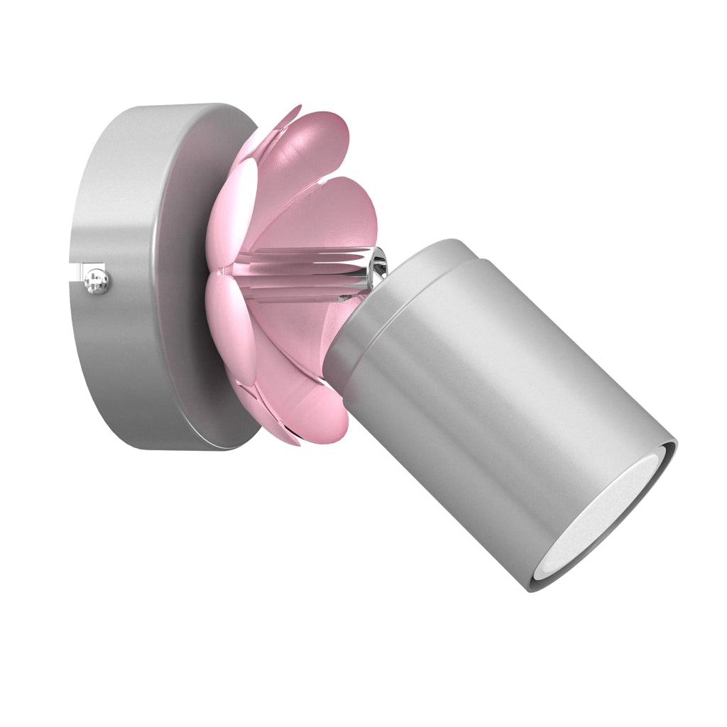 Faretto parete/soffitto orientabile argento fiore rosa GU10 8W