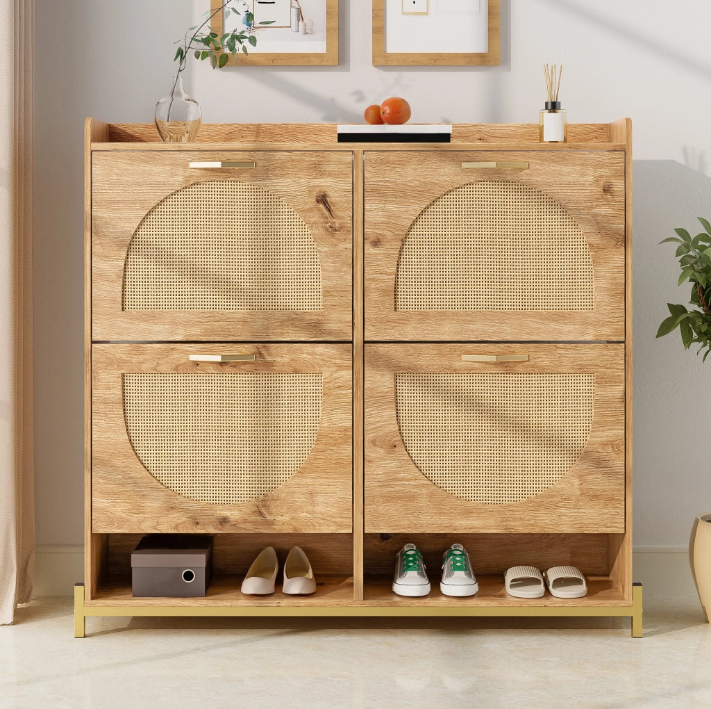 Scarpiera 108;5 x 24 x 100 cm in MDF color legno con struttura in metallo HOMVRA