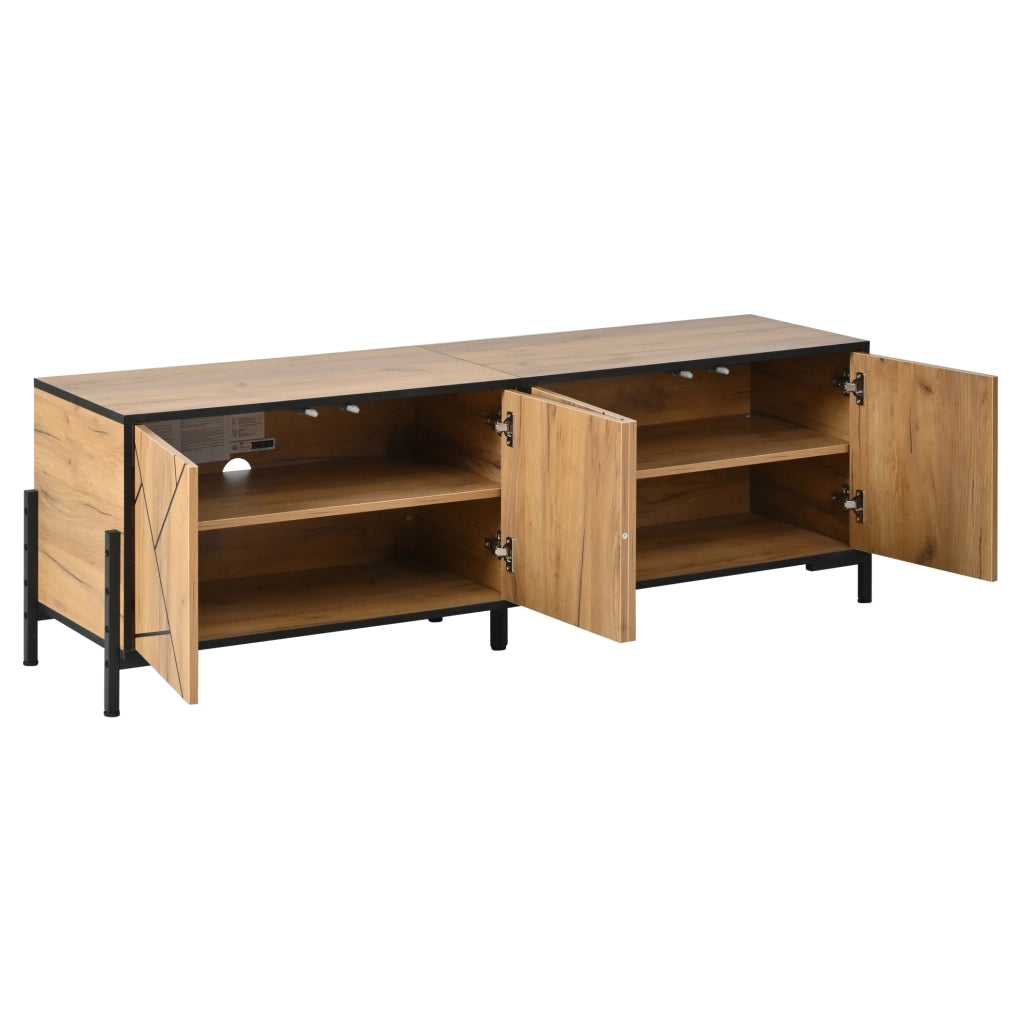 Mobile TV 153x40x50 cm con 4 ante e design geometrico in MDF naturale