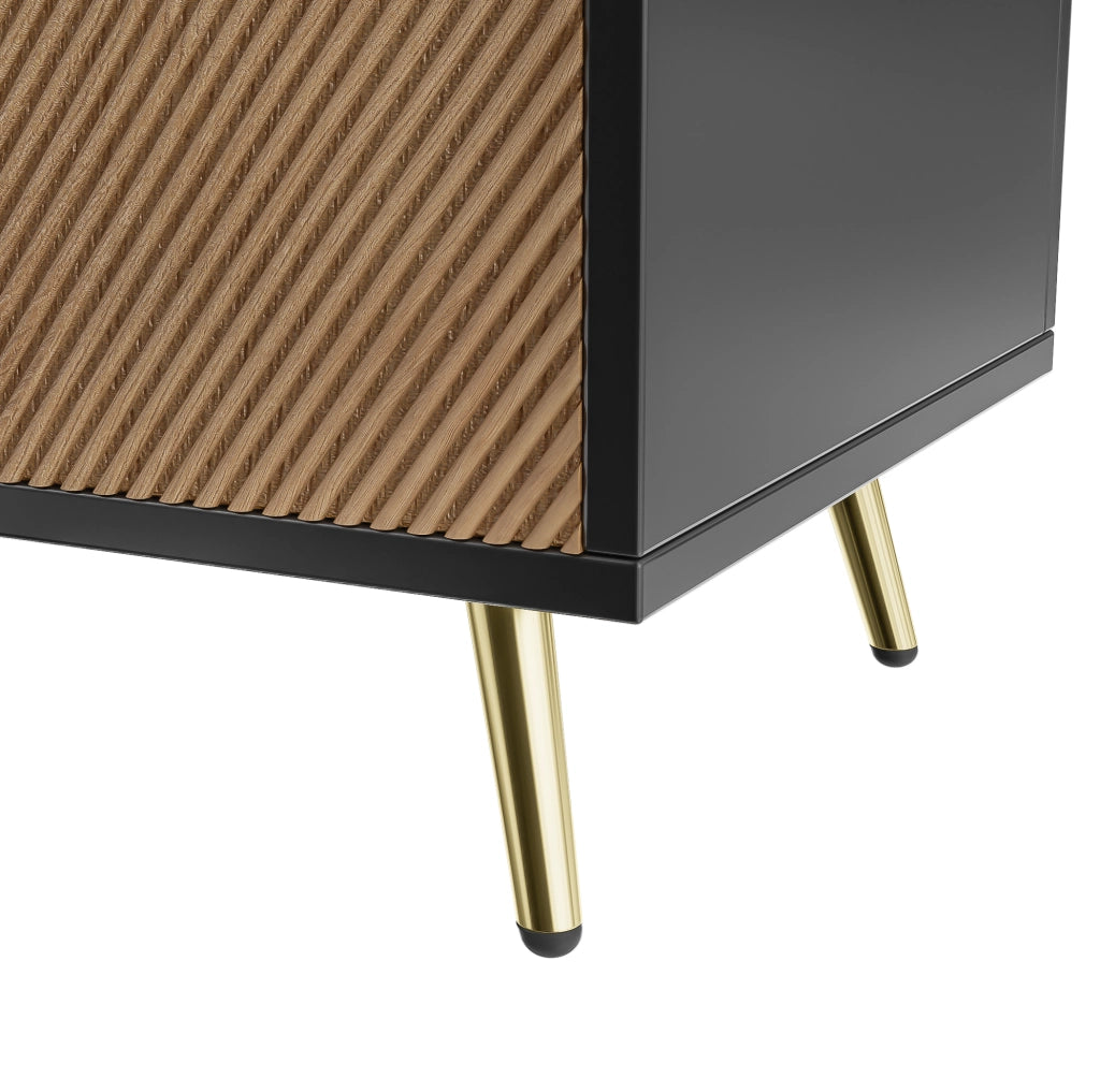 Credenza 160 cm a 4 ante nera effetto legno con dettagli oro