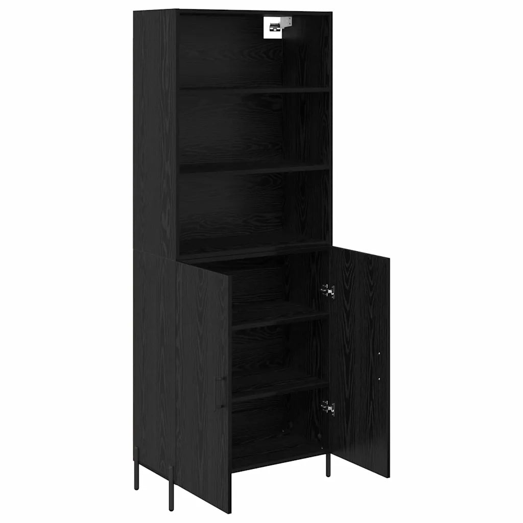 Credenza | Madia | Buffet da pranzo | Armadio da pranzo Rovere Nero 69,5 x 34 x 180 cm Legno multistrato