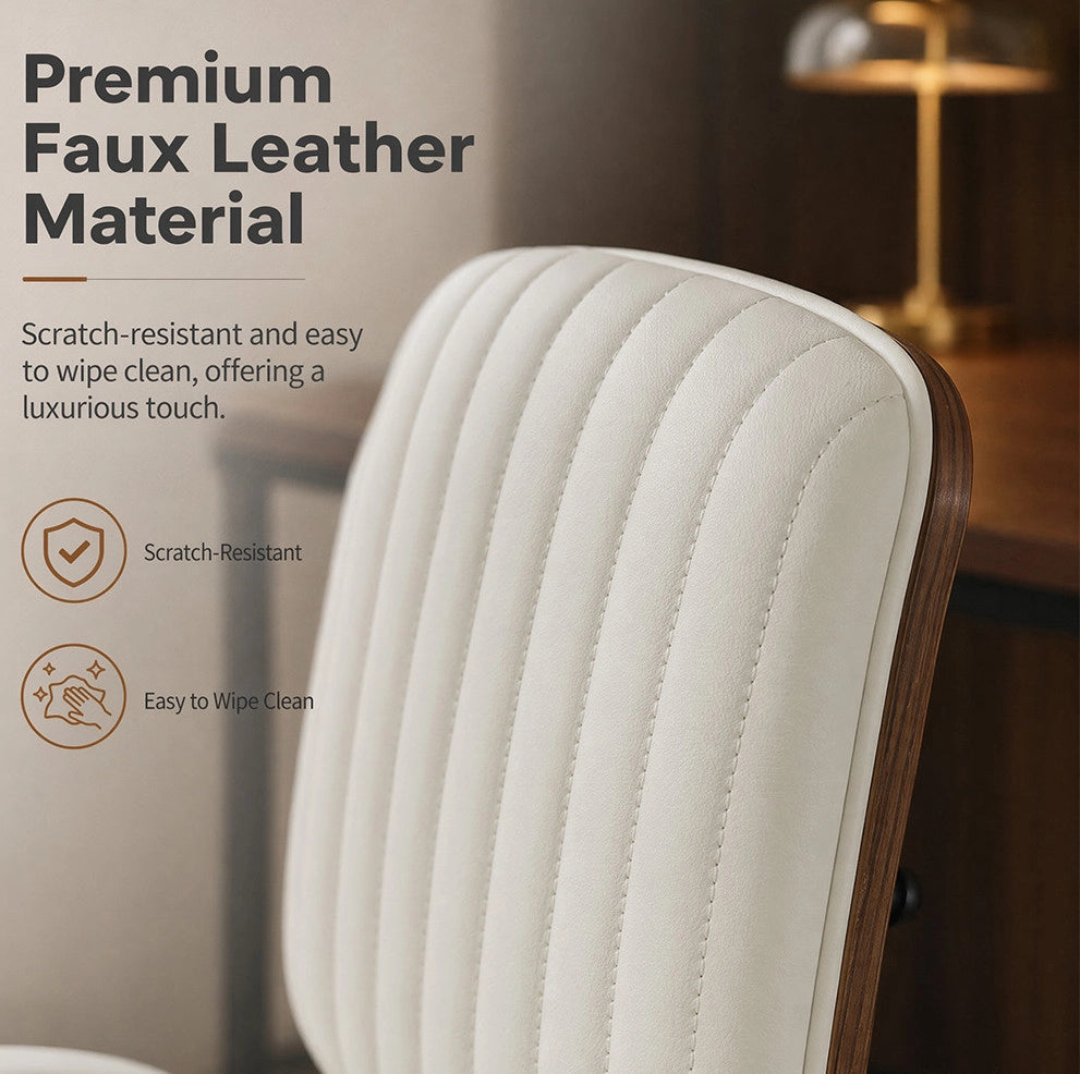 Sedia da ufficio girevole 360° con ruote e braccioli imbottiti; beige