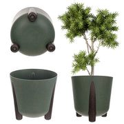 Vaso da fiori KADAX, coprivaso, con gambe, con inserto, moderno, verde, 18 cm