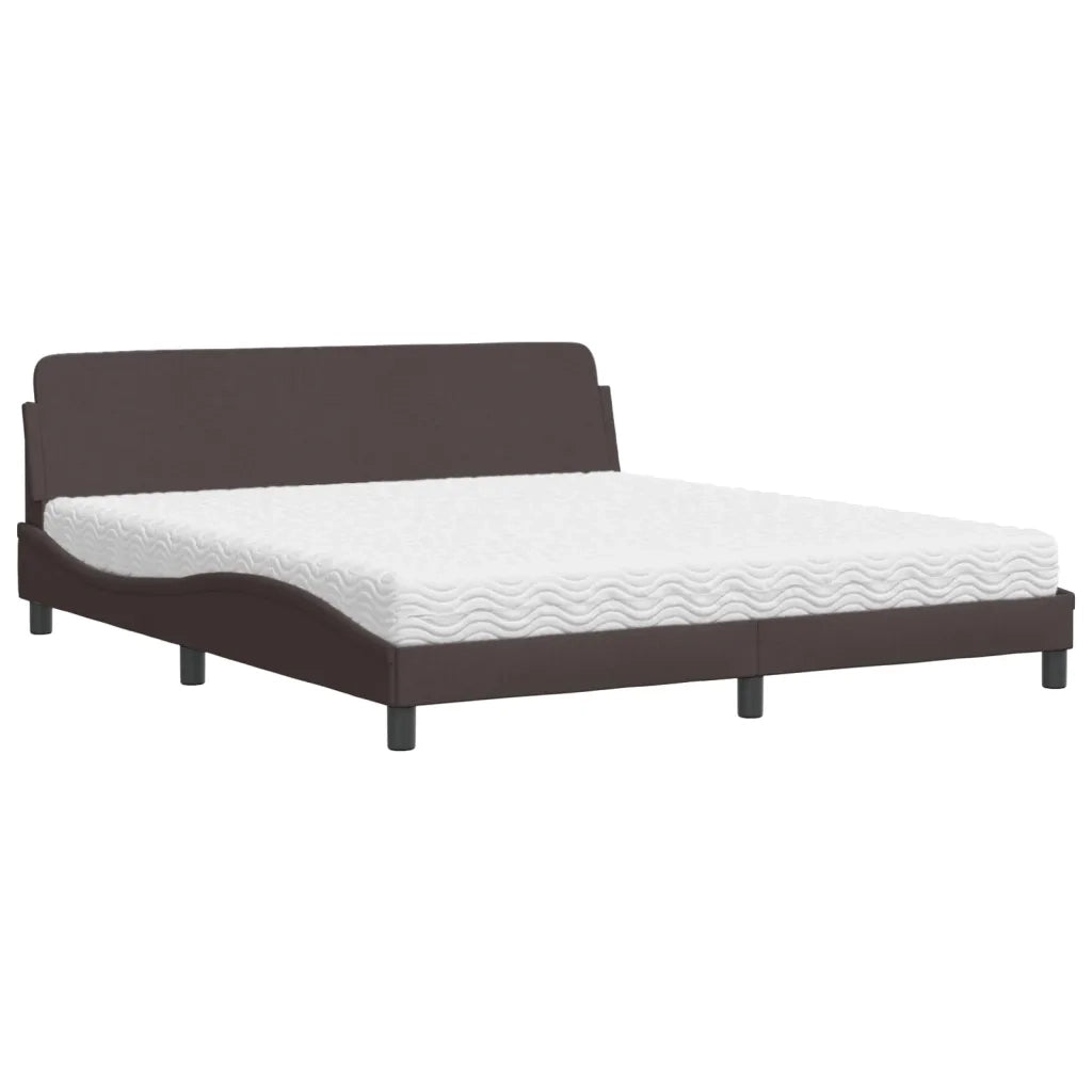 Letto con Materasso Dover Marrone Scuro 180x200cm Tessuto