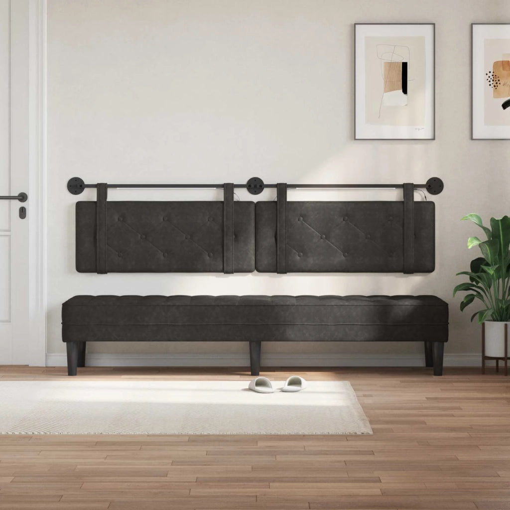 Testiera | Testata sospesa Con luce LED Nero PU Antico