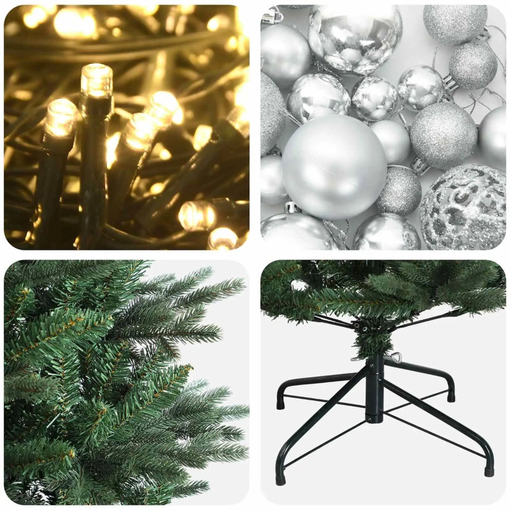 Albero di Natale artificiale con palline 150 cm 150 LED 3465948