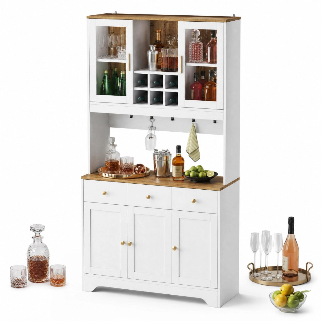 Credenza alta 5 ante e 3 cassetti bianca in MDF