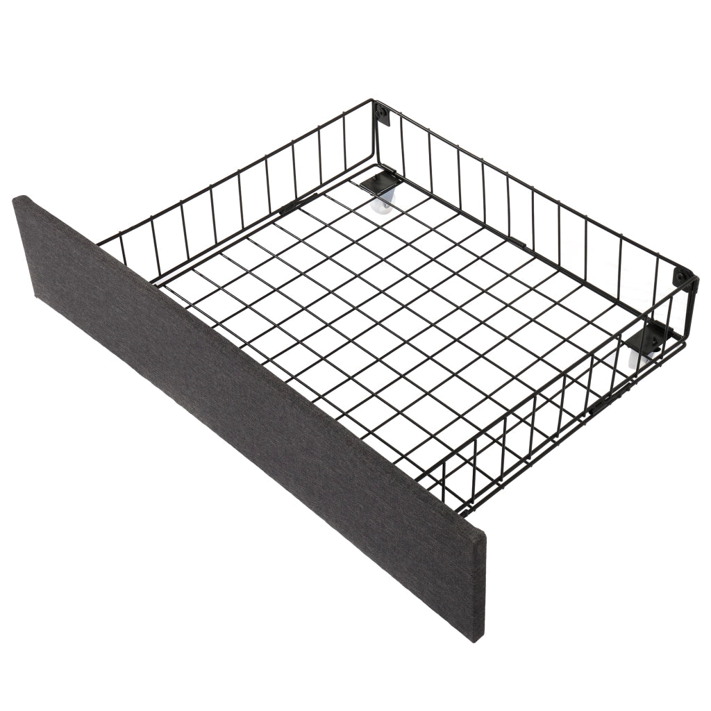 Letto imbottito matrimoniale 160x200 cm con LED; rete a doghe; contenitore; grigio scuro in lino e acciaio